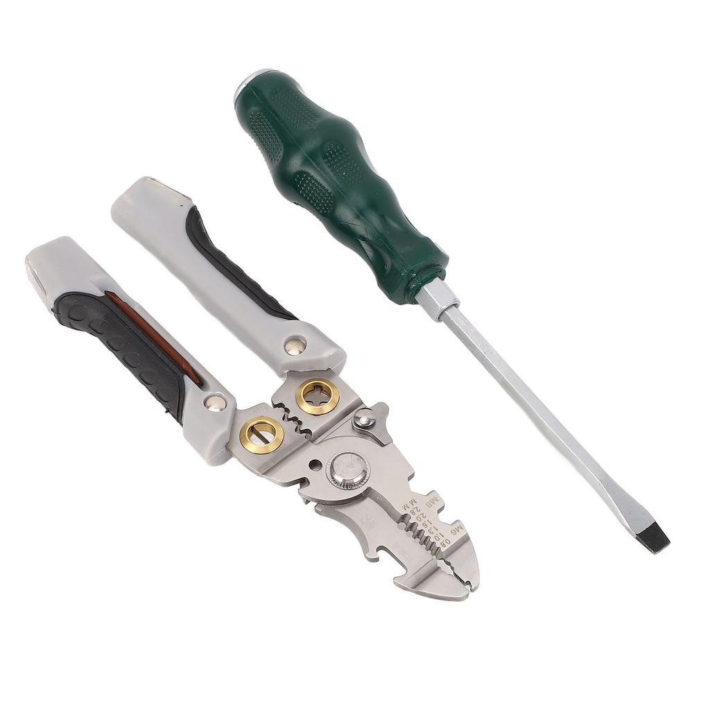 21 In 1 Wire Stripper 6mm Slot Screwdriver Stainless Steel Wire Stripping Pliers Electrician Tool