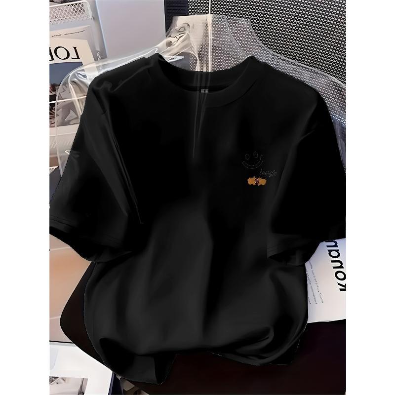 

Women s Circle Orientation Baseboard Print Tee Left Chest Joyful Pattern Short Sleeve All-Season Casual Versatile Fashion Top 4XL чорний