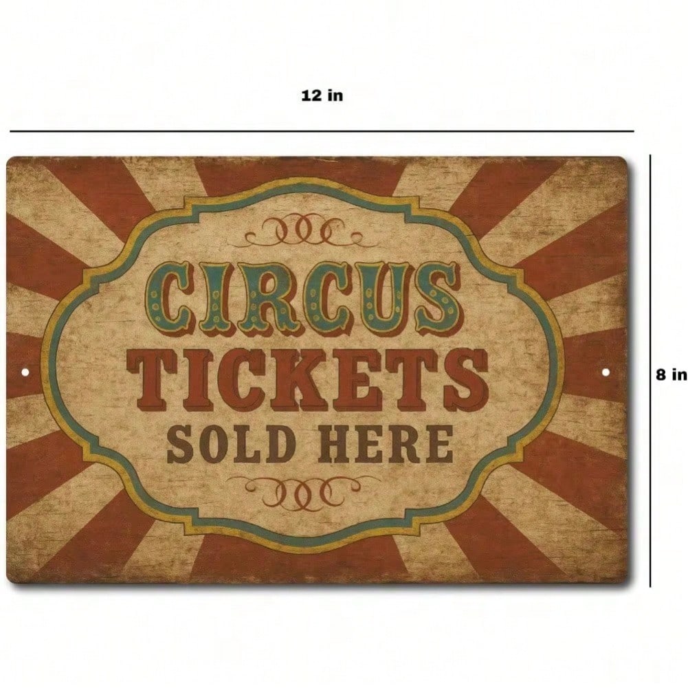 Vintage Metal Tin Sign - Circus Tickets Clown Wall Decor for Kitchen Bar Home