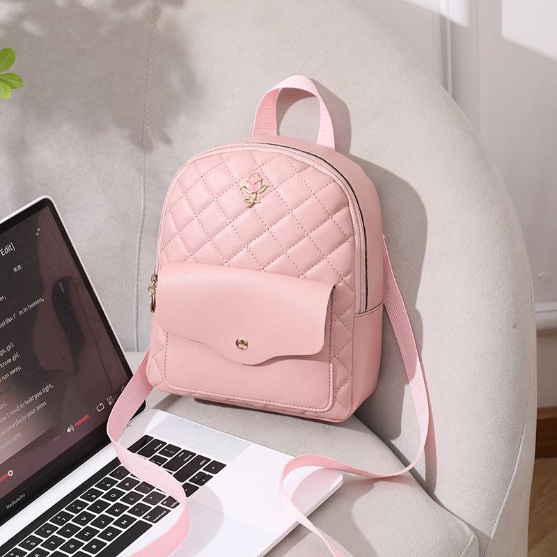 Small School Bag Korean Fashion Women's Bag Casual Diamond Small Backpack Portable Shoulder Bag Rose Decorative Backpack