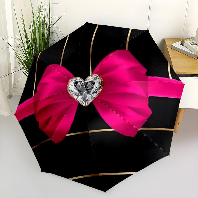 

1pc Diamond Heart Bow Automatic Open/Close Umbrella, Lightweight for Women/Men, Perfect Gift - for Everyday or Holiday Eventsyy251127096