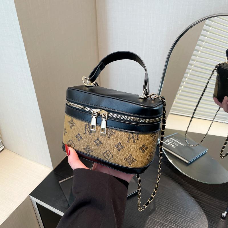 Foreign style leisure large capacity new texture fashion printed box chain portable shoulder crossbody small square bag