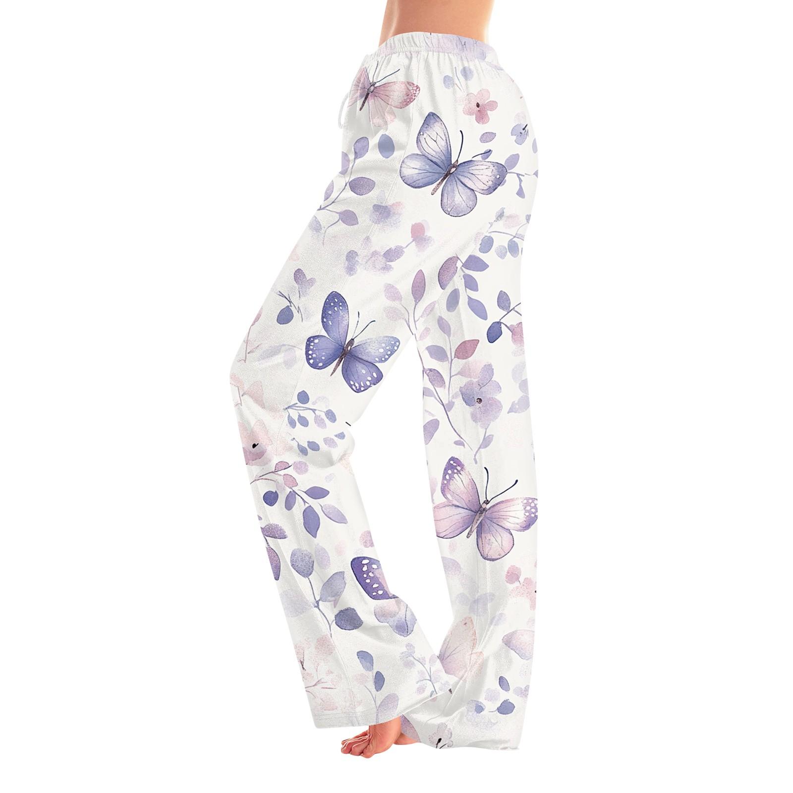 

Жіночі піжамні штани, одяг для сну, повсякденні штани на шнурках, еластичні пояси, зручні прямі вільні штани для йоги L