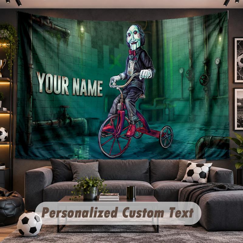 Saw Billy the Puppet Personalized Tapestry Support Custom Name, Wall Art Home Decoration