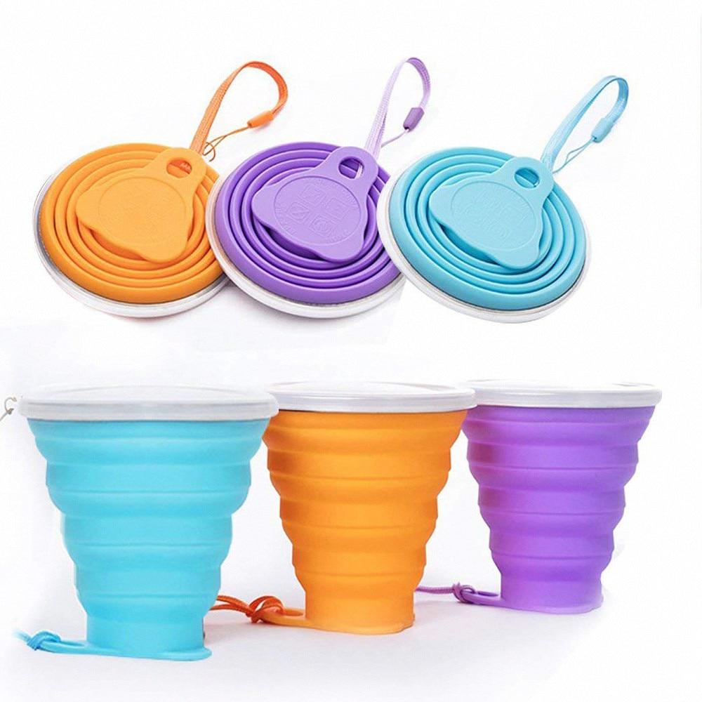 Folding Cup 300ml Water Cup Travel Silicone Retractable Color Portable Outdoor Coffee Hand Cup