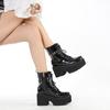 Fashion Women Boots Punk Style Platform Boots High Quality Leather Gothic Women Ankle Booties Chain Chunky Thick Sole Boots Botas Mujer