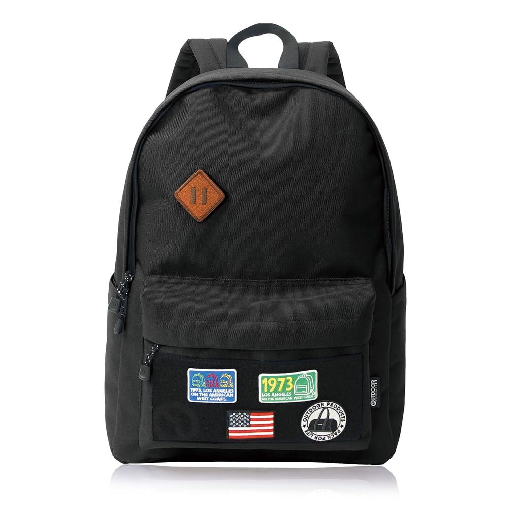 Outdoor Products Men's Basic Luminous Chronicle Backpack with Patch, Customizable, A4 Storage, Black, Size F