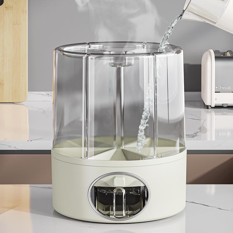 Rotatable Household Rice and Grain Storage Box: Insect & Moisture-Proof, Sealed, Compartmented Bucket