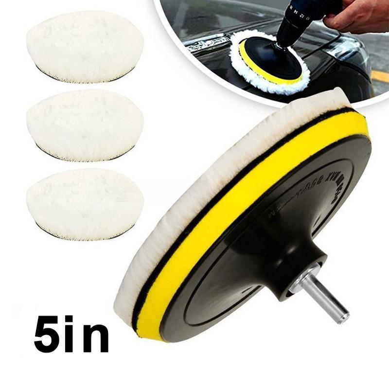 5 stücke Auto Polish Pad Polierscheiben Kit Auto Karosserielack Pflege Polierer Weiche Wolle Wachsschwamm Maschine Sauberes Zubehör