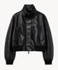Lady Volume 9212 Washed Leather Blouson Jumper (Black)