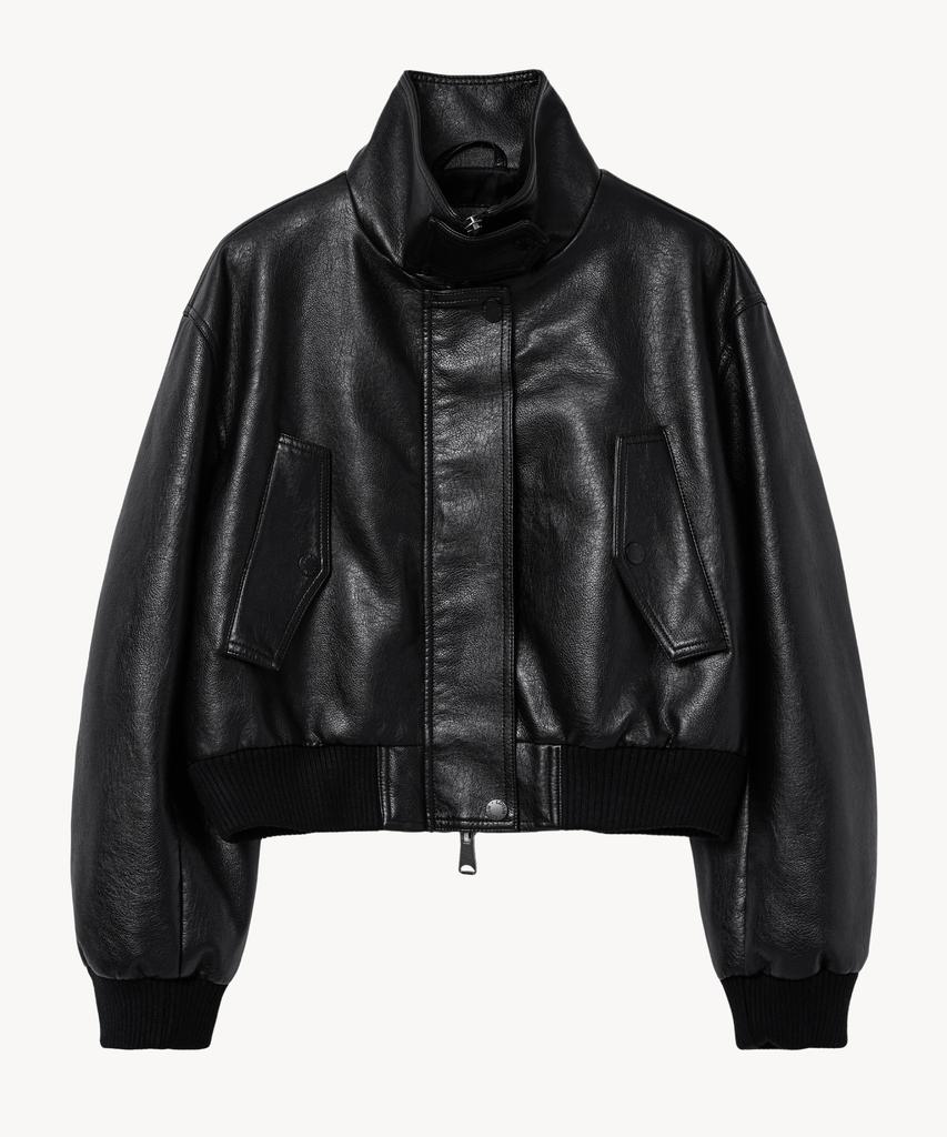 Lady Volume 9212 Washed Leather Blouson Jumper (Black)