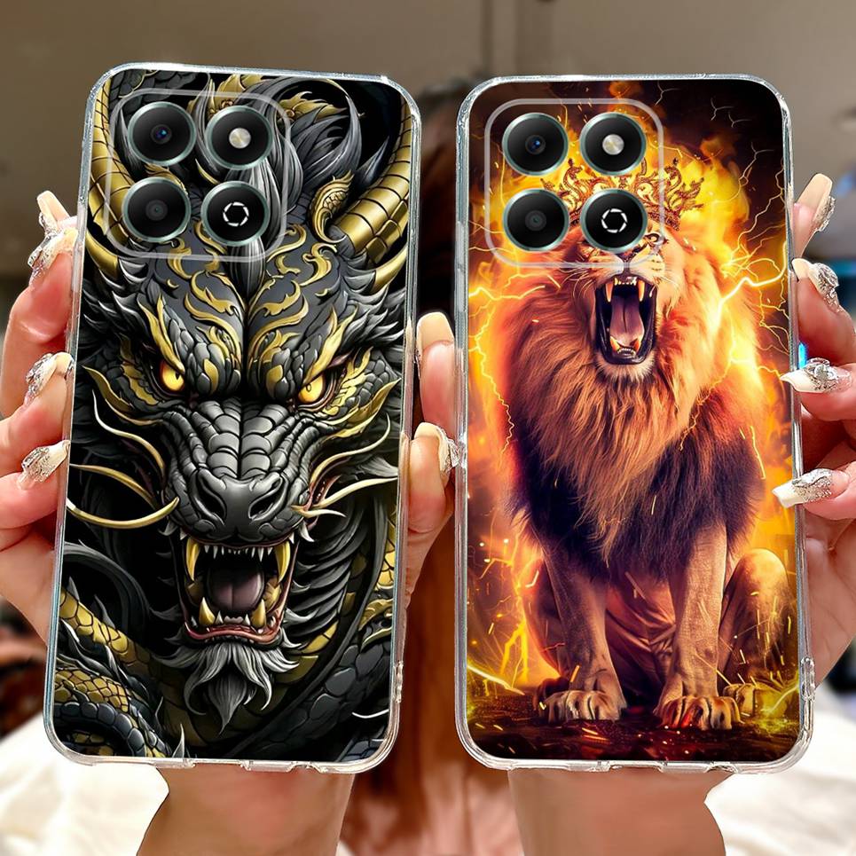 Für Huawei Honor X6 X6s 4G 5G X6a Plus Handyhülle Drache Löwe Tiger Cool Mode Malerei Rückseite Weiches Schwarzes Silikon Hülle