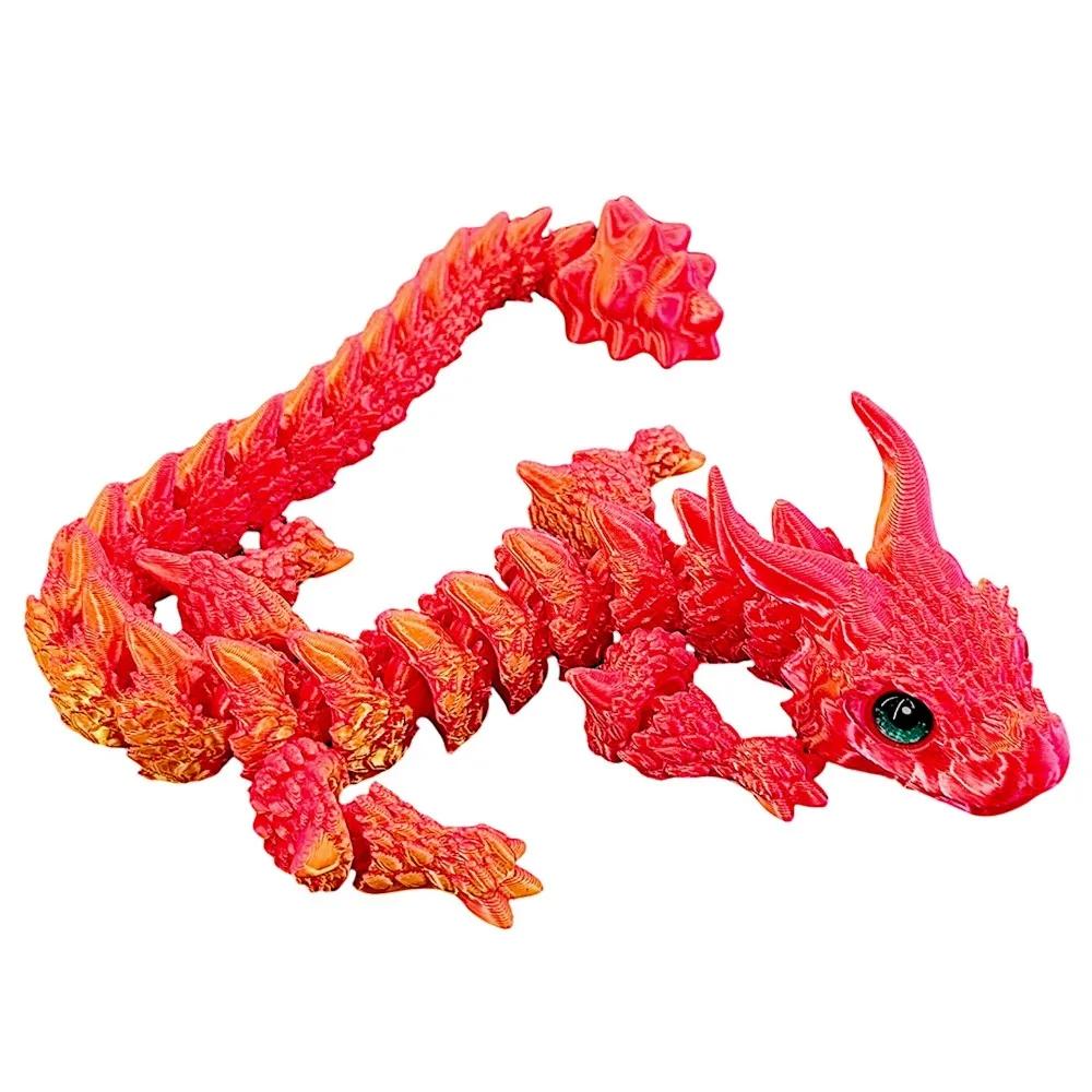Simulated Eye 3D Printed Dragon All-In-One Molding Chinese Dragon 3D Printed Diceratops Dragon Rotatable Flexible