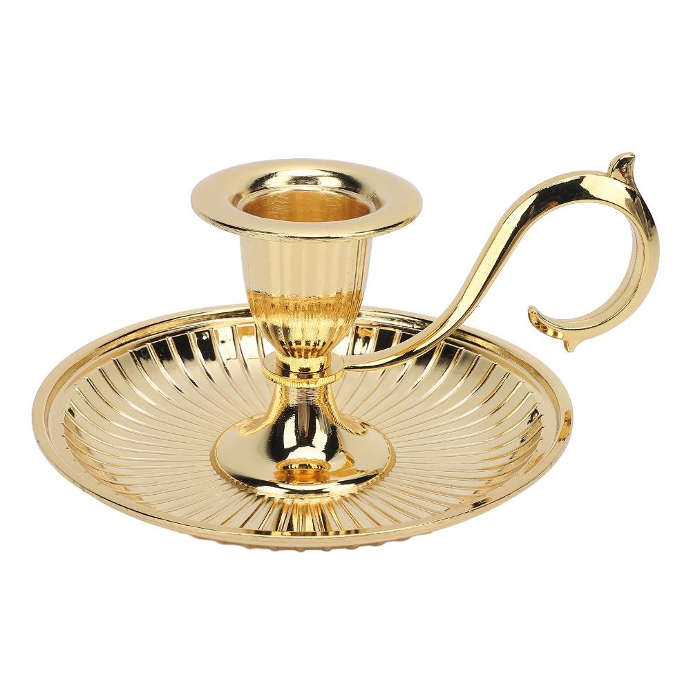 Handheld Taper Candle Holder Round Bottom Brass Candlestick Holder  Christmas Decor