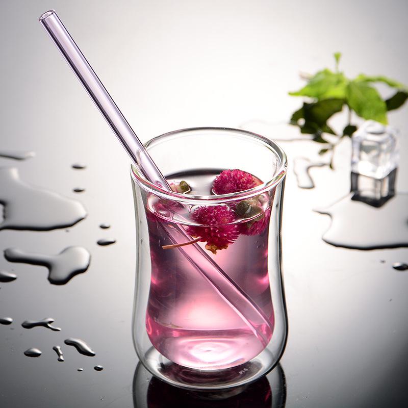 Charm Wedding Flat Party Pyrex Glass Birthday Fashion 1pc New Drinking Straw Pure Color Straight Simple Reusable 20cm