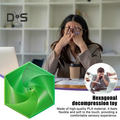 Fraktal Fidget Sekskant Geometrisk Design Visuell Illusjon Fingertuppleke Bærbar Angstdempende Sensorisk Leke for Hjemmekontor