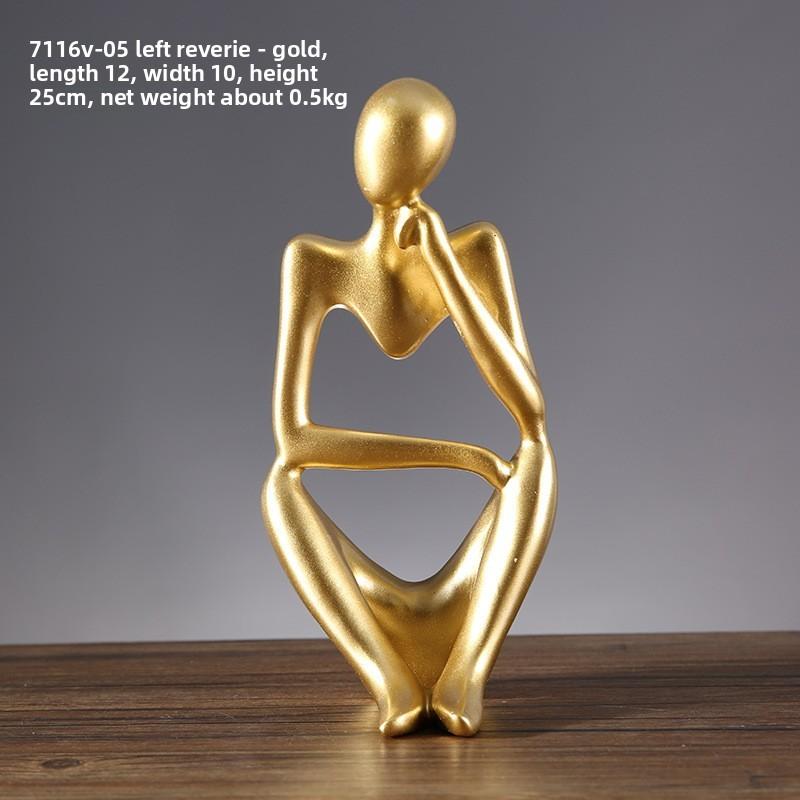 European Style Resin Sculpture For Home Office Desk Decor With Thoughtful Pose