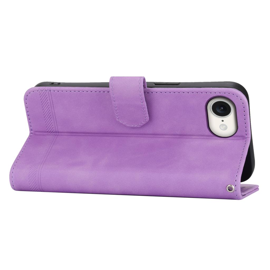 DIERFENG DF-03 Für iPhone 16e Brieftaschenhülle Kartenfach Linienaufdruck Handyhülle