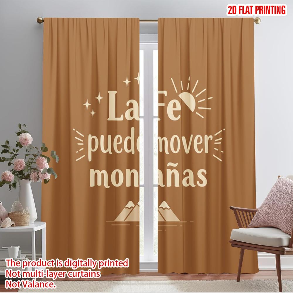 

2pcs 2D flat printing Party Window Curtains Faith Moves Mountains Polyester Without Electricity Festive Wall Decor Perfect for 52.50×116.00 CM 2pcs