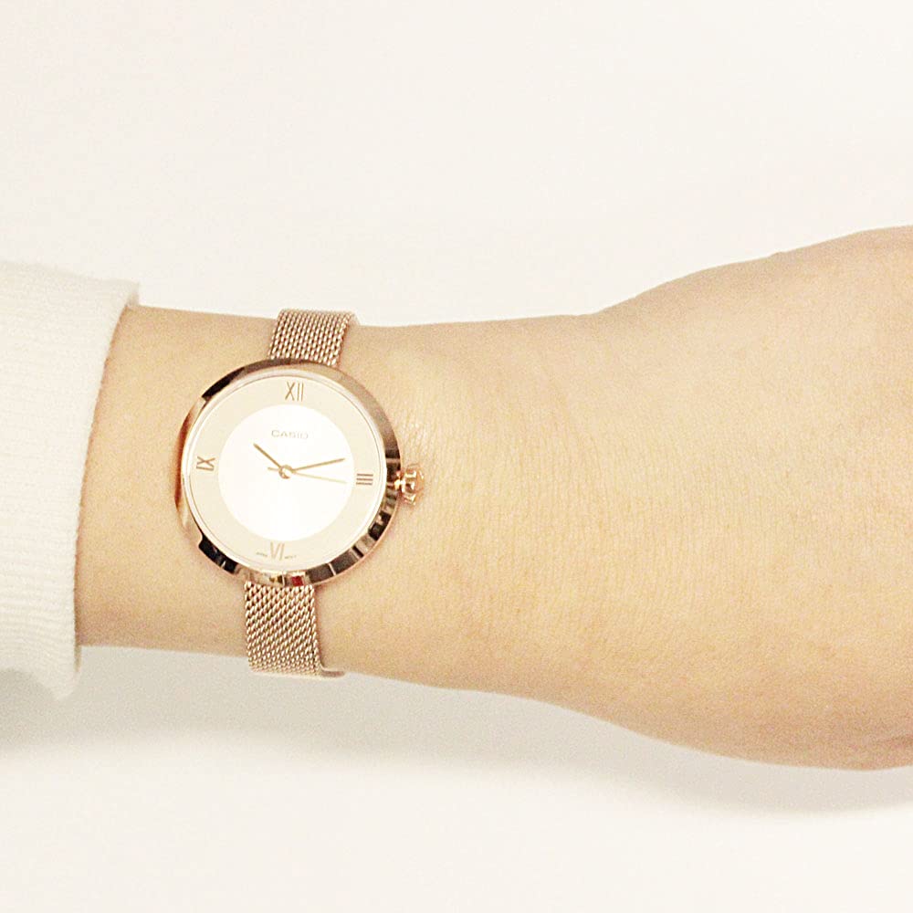 Casio Casio Standard Dress Metal Pink Perfect Gift for Day Watch, Women's Quartz, Mesh, Gold, LTP-E154MPG-4A, Father's [Used]