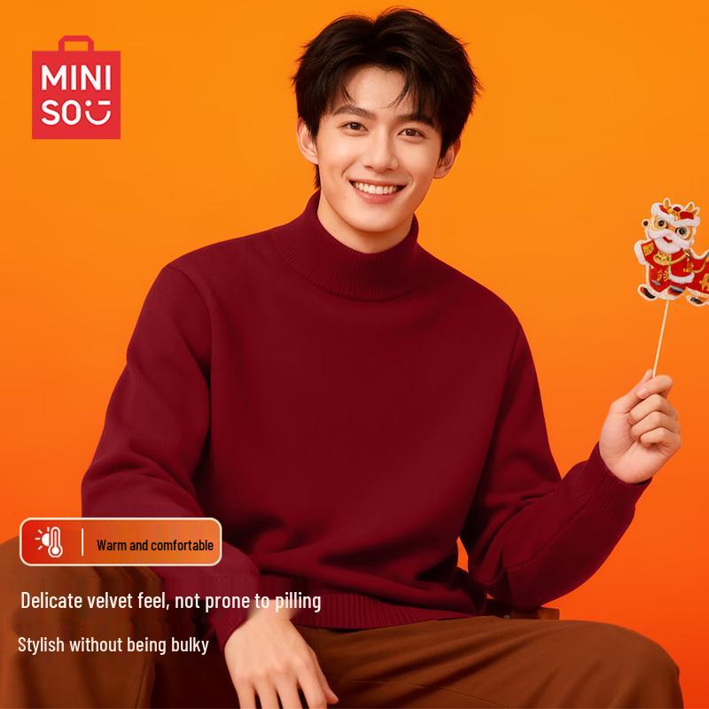 MINISO Unisex Plush Knit Half-High Collar Sweater