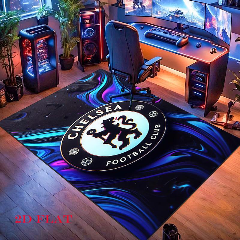 Chelsea FC Logo Carpet Rug for Living Room Bedroom Home Sofa Decoration,Kids Play Nonslip Floor Mat