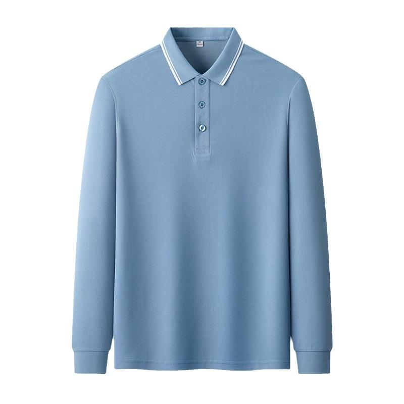 New Men's Polo Shirt Spring and Autumn Long-sleeved T-shirt Men's Simple Business Youth Loose Large Size Dad Wear Autumn