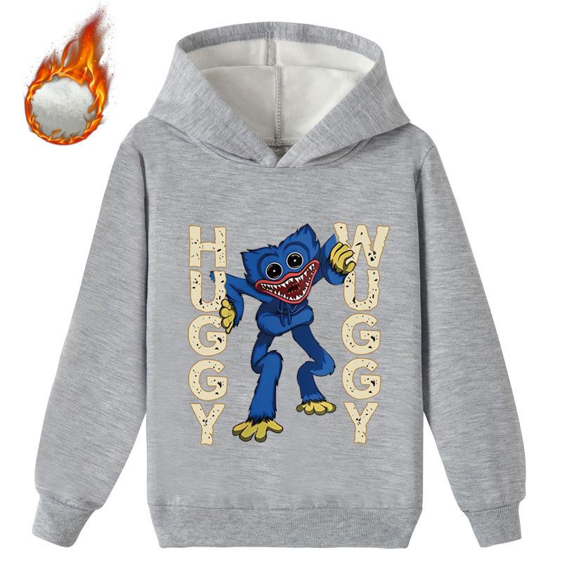 Velvet Fabric Kids 3D Hoodie Huggy Wuggy Pullover Poppy Playtime Children Warm Sweater
