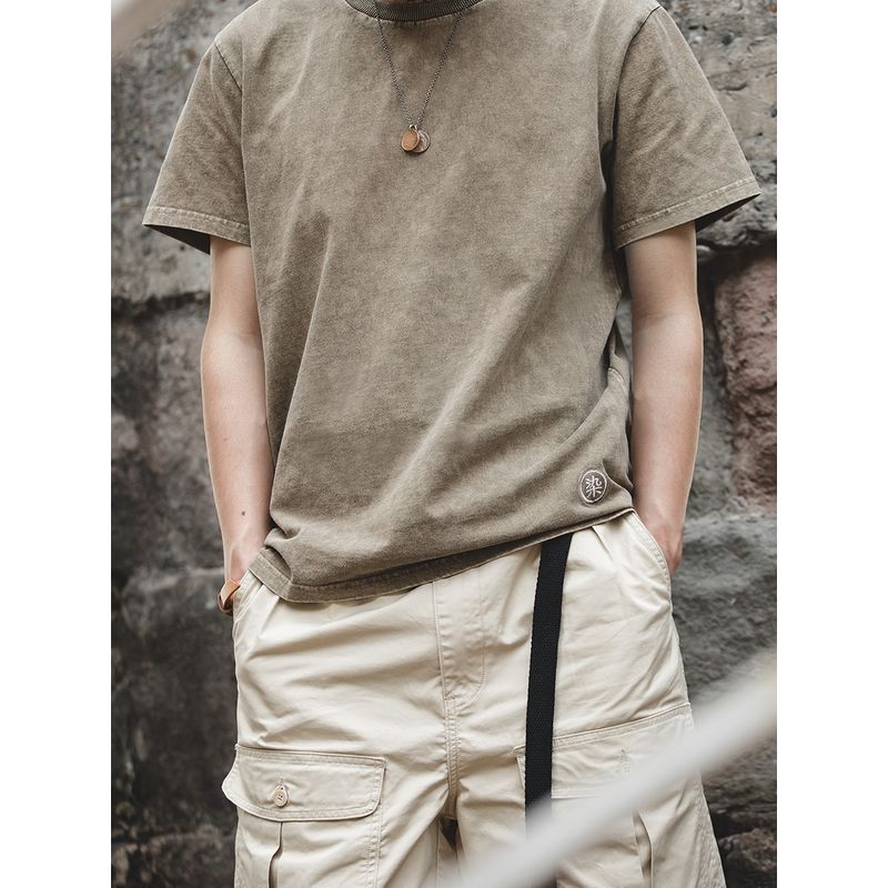 Madden Distressed Batik Khaki Casual Half Sleeve Parka
