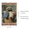 Vintage Raccoon Laundry Tin Sign Wall Art Retro Kitchen Bathroom Decor