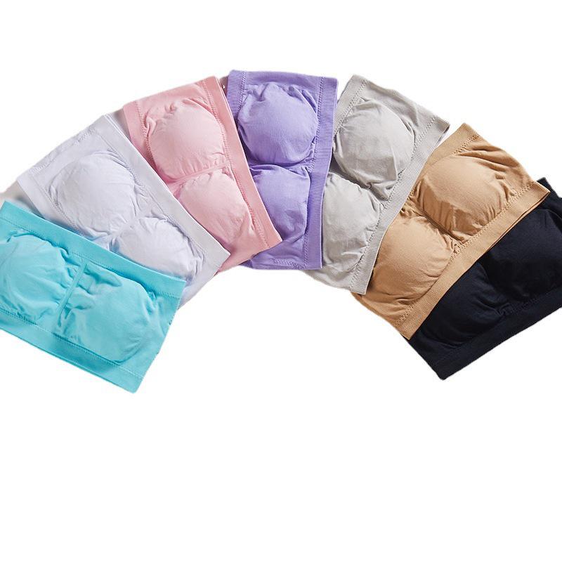 Plus-Size Wireless Double-Layer Bandeau Camisole with Removable Pads