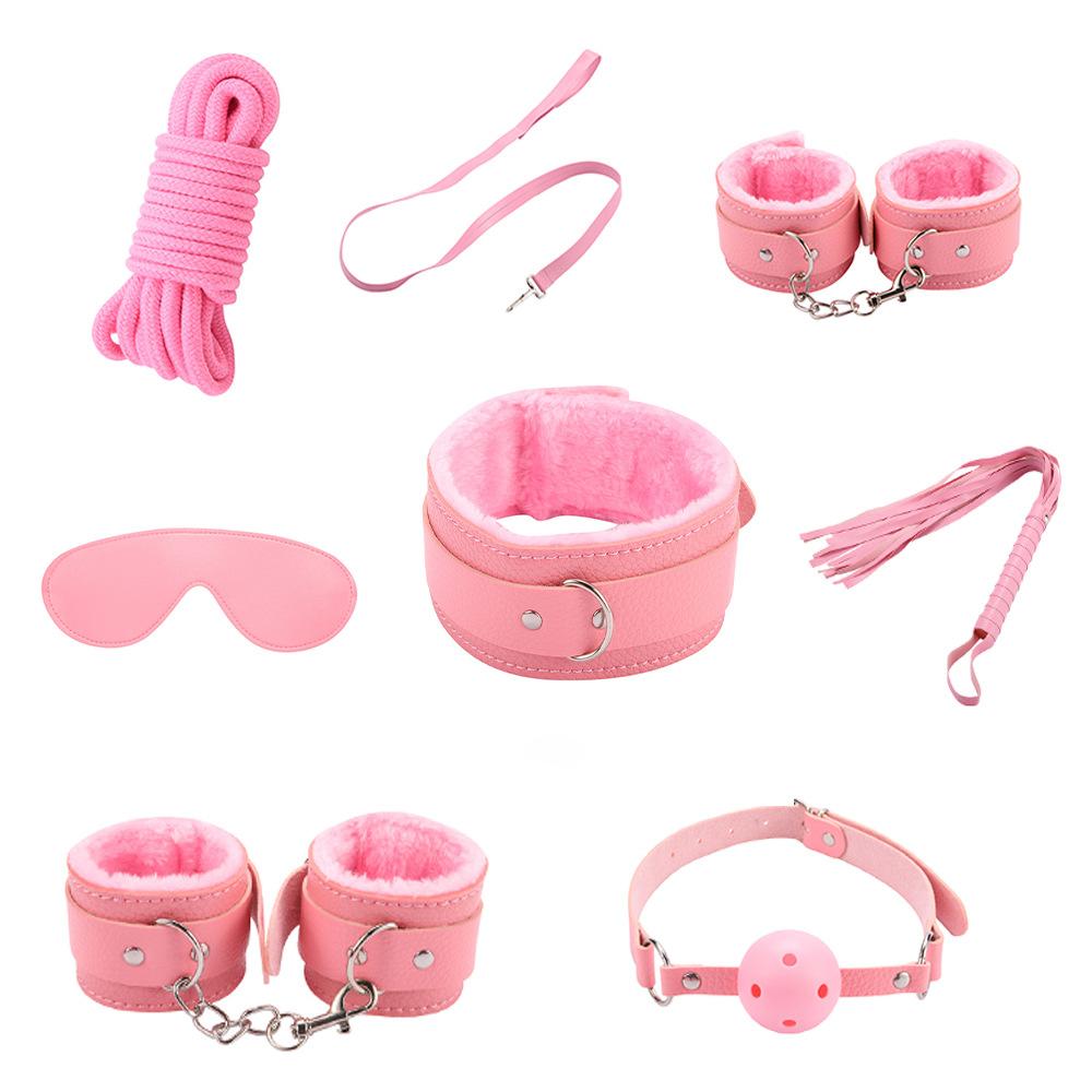 Adult SM Sex Tool Bondage Bed Bondage with Handcuffs Breast Clip Bell Alternative Suit Adult Games Handcuffs Toys for Adults