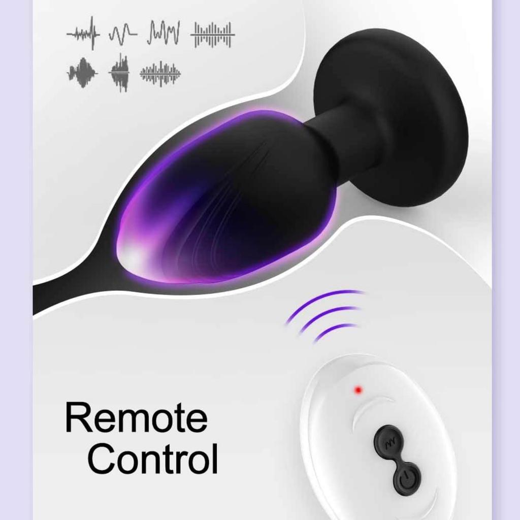 Anal Plug for Male with Light Up Vibrator Prostate Massager,360°Swing Modes Anal Toy with Remote Control for Couples Beginner Anal Training