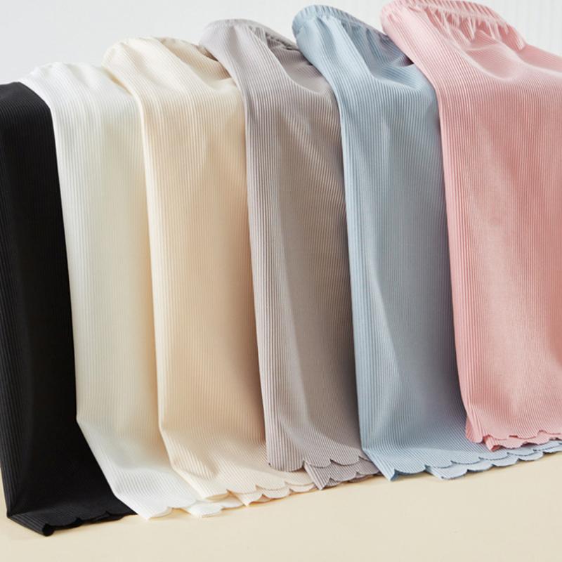 Summer Ice Silk Safety Pants for Women Fashion Wavy Threaded Home Bottoms Anti-exposure No Curling Outside Three-quarter Shorts