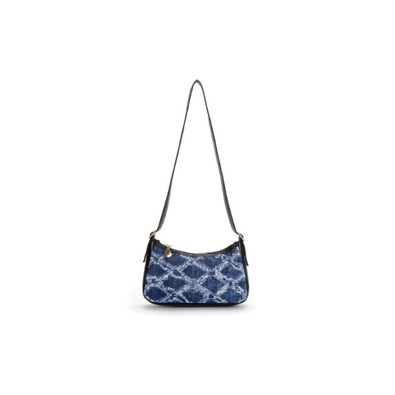 Blue denim pattern armpit bag, simple fashion plaid printing shoulder handbag, a women's bag trend