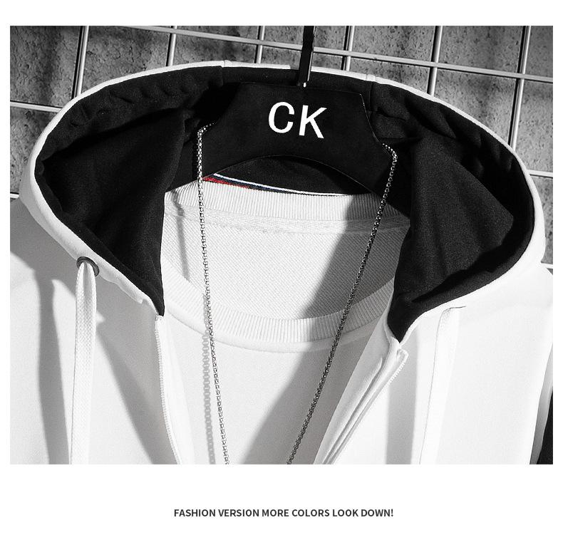 Herren Trendy Frühling Reißverschluss Hoodie: Leerer lässiger Kapuzenstrickjacke mit Gruppenlogo-Aufdruck