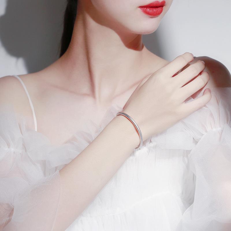 Inheritance of Ancient Law Plating S925 Silver Bracelet for Women Handmade Customization with Simple and Fashionable Engraving