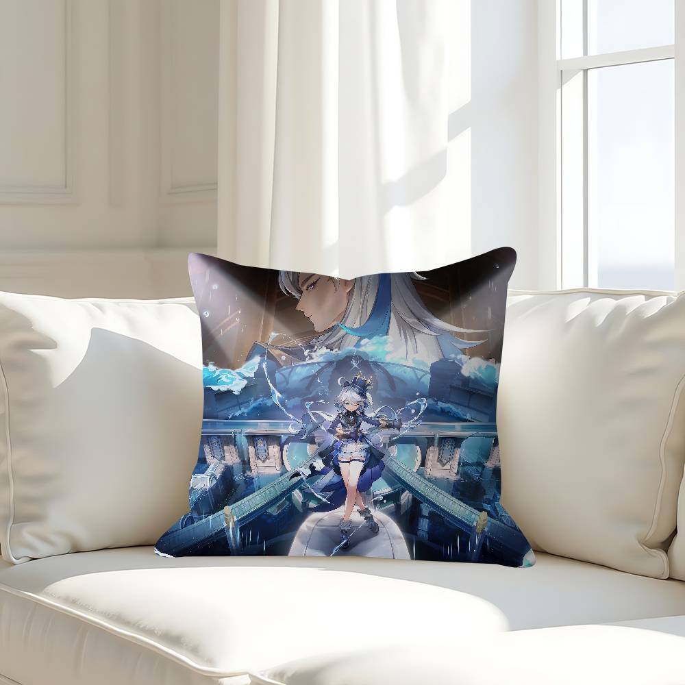 Genshin Impact Furina Kissenbezug Abnehmbarer Waschbarer Kissenbezug – Ganzjahresweiches Leinen