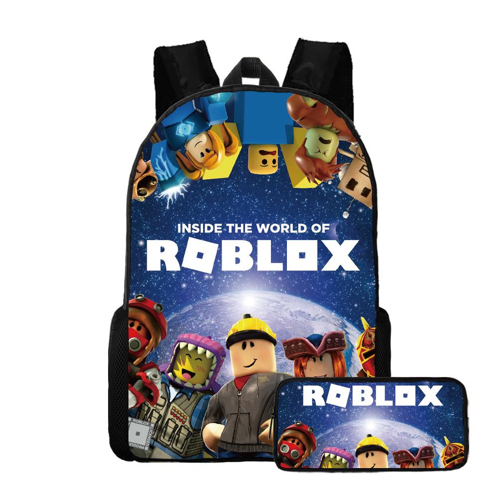 Roblox Two-Piece Set, Elementary And Middle School School Bag, Children'S Backpack, Cartoon Animation Backpack.