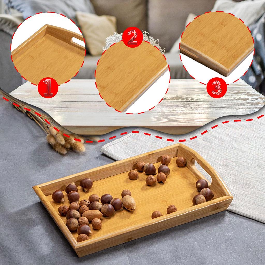 Bamboo Serving Tray Breakfast BBQ Party Buffet Platter for Lunch Dinner Appetizers