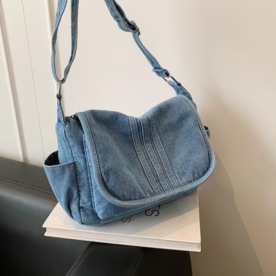 Große Kapazität Retro Denim Tasche Damen Kleine Quadratische Tasche Handy Umhänge Crossbody Tasche