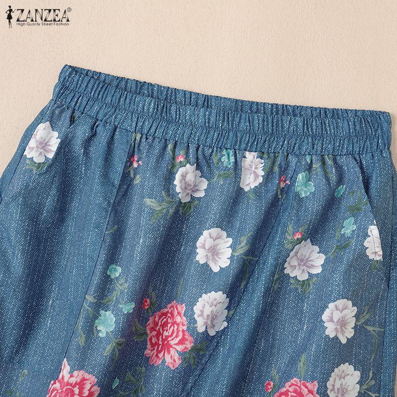 ZANZEA Lässige Röcke mit elastischer Taille und lockerem Blumendruck für Damen