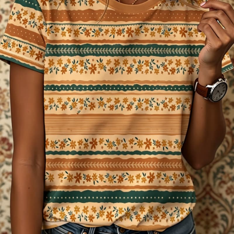 Round neck T-shirt, casual short-sleeved T-shirt, fashionable short-sleeved round neck top S