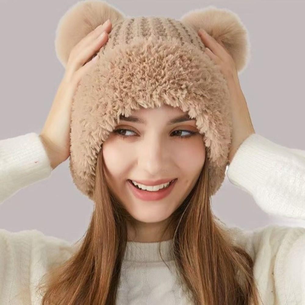 Thickened Knitted Hat Windproof Knitted Plush Hat Fashion Ear Protection Hat Men And Women