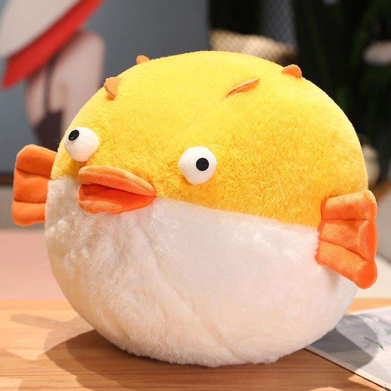 Cute Chubby Little Crocodile Throw Pillow Plush Toy Doll Puffer Fish Doll Home Pillow Cushion Nap Cover Blanket