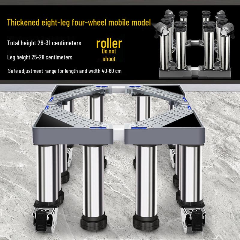 Universal Washing Machine & Refrigerator Stand with Stainless Steel Wheels
