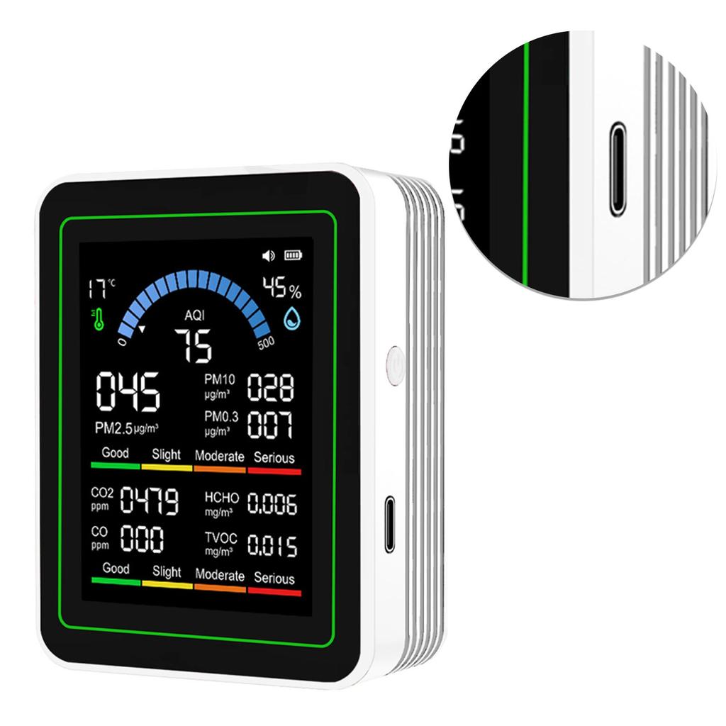 10 in 1 Air Quality Detector CO2 TVOC HCHO PM2.5 PM10 PM0.3 Detection Portable Air Quality Meter for Home