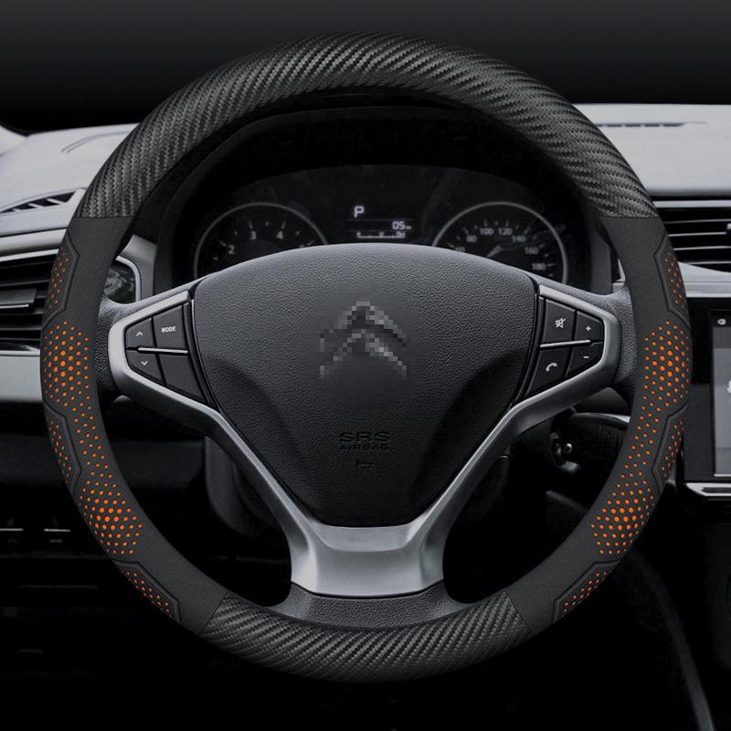 For Citroen C1 C2 C3 C4 C5 C6 VTS Xsara C-Crosser Berlingo Jumpy Carbon Fiber Suede Car Steering Wheel Cover Auto Accessories