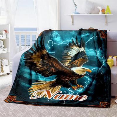 Eagle Thunderstorm Personalized Name Blanket Lightweight Customizable Blanket Ultra-Soft Great for Seaside Sofa Couch Bedding Four Seasons Universal