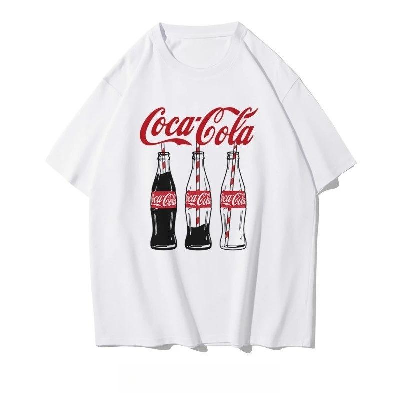 2026 Summer New Men's Women T-shirt Fashion Streetwear Coke T-shirt Unisex Astronauts Joint Design Short Sleeve Commemorative Shirt